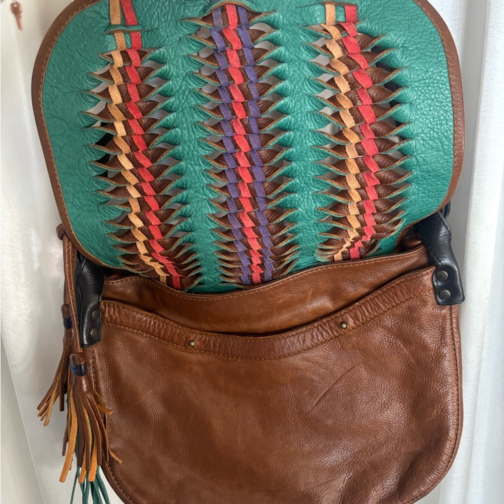Frye Leather Woven Messenger Bag Mid 2010’s - Picture 3 of 8